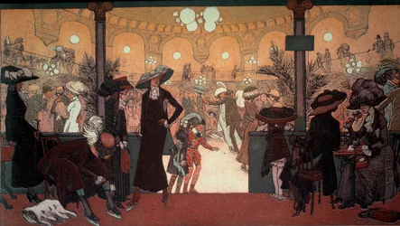 Palais des Glaces: Palais des Glaces ukhumanta qhaway Paris llaqtapi Champs Elysees nisqapi: patinaje pista. Pierre Gatierpa rurasqan (1878-1944) Sapaq huñusqa pulisiya