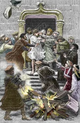 Socynianizm i Małopolski Kościół: mieszkańcy Krakowa palą na placu publicznym dzieła Fausta Socinusa (1539-1604) zobowiązując go do udziału w autodafe w 1598 r. (Socynianizm i bracia polscy: spalenie