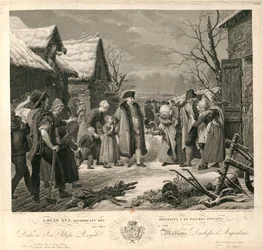 Ludwik XVI rozdawanie jałmużny biednym chłopom zimą 1788 r. 1817.