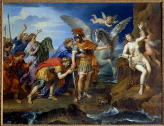 Perseusz uwalnia Andromedę. Przykuta do skały Andromeda zostaje uwolniona przez Perseusza i ocalona przed potworem morskim. XVII wiek