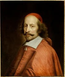 Portret kardynała Julesa Mazarina (1602-1661) (Giulio Raimondo Mazzarino lub Mazarino), obraz Pierre Mignard (1612-1695) 1661 nd. 0,65x0,55 m Chantilly, musee conde - Portret kardynała Julesa Mazarina (1602-1661) (Giulio Raimondo Mazzarino lub Mazar