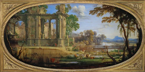 Paysage compose avec ruines antiques - Krajobraz z zabytkowymi ruinami ...