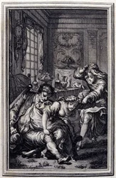 Nietoperz - w „” Opowieściach i wiadomościach wierszem”” Jean La Fontaine. 1776. Ilustracja P.P. Choffarda.