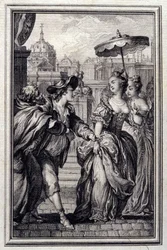 Les Oies du Pere Philippe - w „Opowieściach i opowiadaniach wierszem” Jean La Fontaine. 1776. Ilustracja P.P. Choffarda.