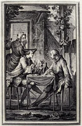 ucha lub raccomoder omułków. W „” Tales et nouvelles en vers”” Jean de La Fontaine, Amsterdam 1776. Zilustrowane przez P.P.Choffarda.