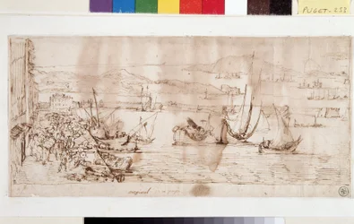 Port i port w Tulonie (atrament na papierze i długopis)