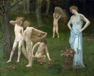 Dzieci w sadzie - Puvis de Chavannes, Pierre Cécile (1824-1898). Dzieci w sadzie - ok. 1886-1888. The City College of New York