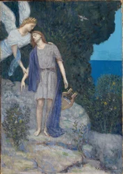 „Poeta i jego muza” Obraz Pierre Puvis de Chavannes (1824-1898) 1896 Narodowe Muzeum Sztuki, Oslo, Norwegia