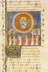 Fragment strony z „De Proprietatibus Rerum” Bartholomeusa Anglicus, we francuskim tłumaczeniu Jeana Corbechona, c.1390