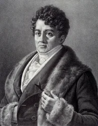 Portret Francois-Josepha (Francois Joseph) Talmy (1763-1826), francuskiego aktora Grawerowanie autorstwa Pierre