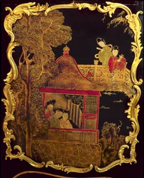 Panel boczny komody Ludwika XV, ok. 1745 (lakier i złoto na drewnie) (re 222380)