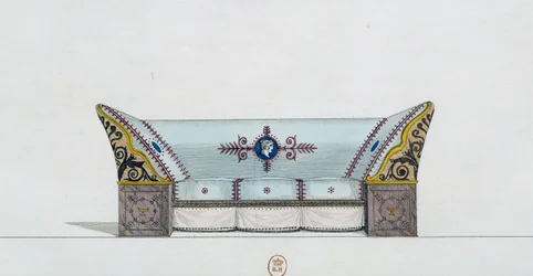 Sofa, talerz 106, ilustracja z Collection de meubles et objects de gout (Kolekcja mebli i przedmiotów smaku)