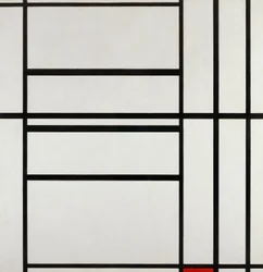 Kompozycja nr 1 z szarością i czerwienią 1938, Piet Mondrian (1872-1944), olej na płótnie