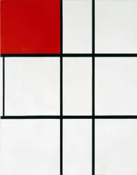 Piet Mondrian Kompozycja B (nr II) z czerwienią” (1935)
