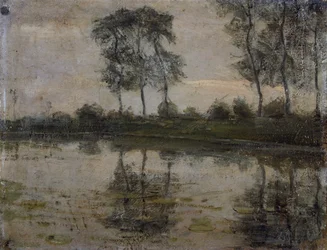 Drzewa nad rzeką Gein, autorstwa Pieta Mondriana (1872-1944). Niderlandy, XX wiek.