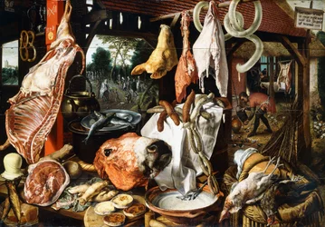 Stragan rzeźniczy ze Świętą Rodziną podczas ucieczki do Egiptu, 1551