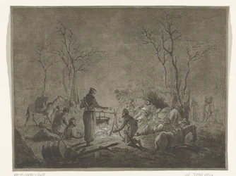 Biwak Kozaków przy pożarze podczas okupacji francuskiej w 1813 roku w Amsterdamie