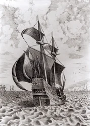 Statek, rytował Hieronymus Cock