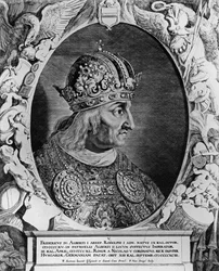 Portret Fryderyka IV (1415-1493), Świętego Cesarza Rzymskiego, rytowany przez Sompla, Pieter van (b.c.1600)