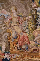 Flamandzki gobelin. Seria Siedem głównych grzechów: Próżność (duma). Rysownik Pieter Coecke van Aelst. Atelier w Brukseli. ok. 1542-1544.