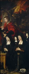 Święty Jan Ewangelista z dwiema kobietami i dwiema modlącymi się dziewczętami Prawy panel tri Sądu Ostatecznego