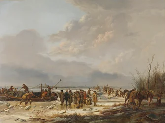 Przełamywanie lodu w rowie na maślankę, Naarden, styczeń 1814 r.