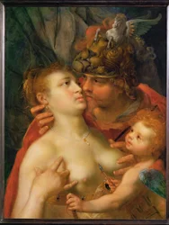 Mars, Wenus i Amor (obraz na drewnie dębowym)