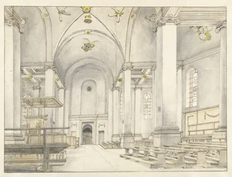 Widok na nawę Nieuwe Kerk, Haarlem, Patrząc na Zachód