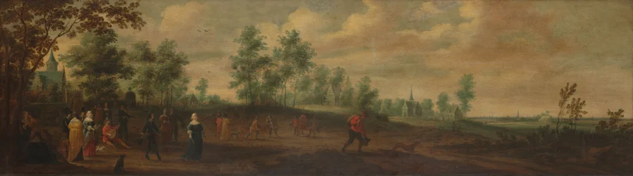 Krajobraz z tańczącą parą