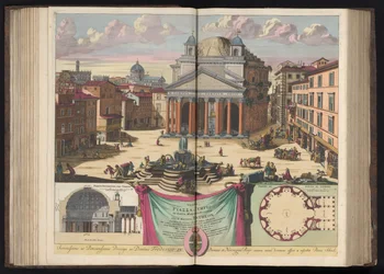 Panteon w Rzymie Veue de la Piazza i Świątynia Santa Maria della Rotonda to już starożytny Panteon (tytuł na obiekcie)