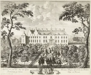 Przybycie Wilhelma III do pałacyku myśliwskiego Hof te Dieren, 1691