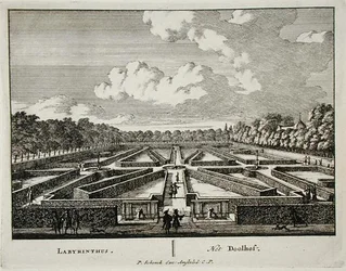 Labirynt, z "Admirandorum Quadruplex Spectaculum", autorstwa Jana van Call (1656-1703), wydany przed 1715 r. (rycina)