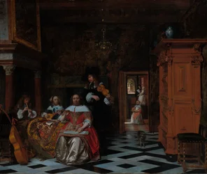 Portret rodziny grającej muzykę, 1663.
