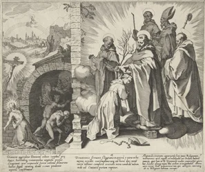 Catharina biddend / Visioen van Catharina / Catharina wordt Dominikany Scenes uit het leven en wonderen van de Heilige Catharina van Siena (tytuł serii) Życie, śmierć i wybrane cuda B. Katarzyny Starszej (...) (tytuł serii)
