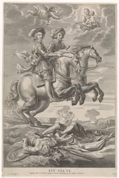 Ferdynand Austrii z Ferdynandem, królem Czech i Węgier, na koniu podczas zwycięstwa pod Nördlingen Radosny wjazd Kardynała Dzieciątka w Gandawie, 1635 (tytuł serii)