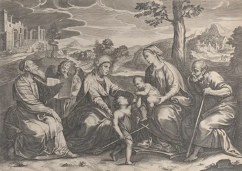 Święta Rodzina po prawej, z Dzieciątkiem Św. Jan Chrzciciel, Elżbieta, Zachariasz,..., 1631-37.