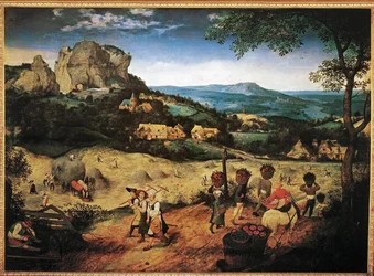 Zbiory siana z serii sześciu obrazów Pory roku (olej na drewnie dębowym)