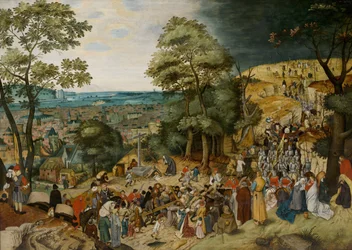 Chrystus niosący krzyż – Bruegel, Pieter Młodszy (1564-1638). Olej na drewnie, Między 1598 a 1620, Wymiary: 120x170. Muzeum Bonnefanten w Maastricht