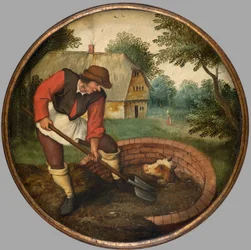 Jest za późno, aby wypełnić studnię po utonięciu cielęcia, ok. 1594 r. (olej na desce)