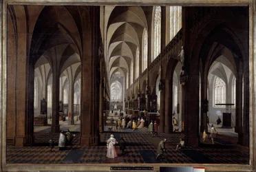 Widok wnętrza katedry w Antwerpii Obraz Pietera Neefsa Jeune (1620-1675)