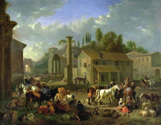 Żołnierze odpoczywający w wiosce, ok. 1697 (olej na płótnie)
