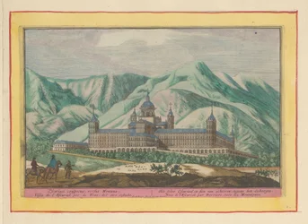 Widok z tyłu Escorial Samo Escurial; być widzianym od tyłu, przeciw górom (tytuł na obiekcie) Theatrum Hispaniae (...) (tytuł serialu)