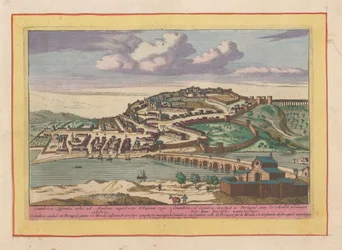 Widok na portugalskie miasto Coimbra Coimbra, czyli Coimbra, miasto w Portugalii, na Mondzie (tytuł na obiekcie) Theatrum Hispaniae (...) (tytuł serialu)
