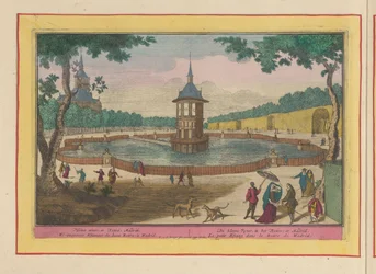 Mały staw w ogrodach Palacio del Buen Retiro w Madrycie Kleene Vyver w Retiro; w Madrycie (tytuł na obiekcie) Theatrum Hispaniae (...) (tytuł serialu)