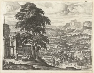Abraham karmi trzech aniołów Pejzaże z historią Abrahama (tytuł serii)