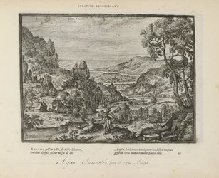 Landschap spotkał Hagar en de engel Odmowa komfortu (tytuł na obiekcie) Święte emblematy i główne historie obu testamentów (Oude Testament) (tytuł serii) Zdjęcia i ryciny książek (tytuł serii)