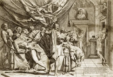 Śmierć Katona Starszego (Marcus Porcius Cato) albo Katona Cenzora (234-149 p.n.e.), Pietro Testa, 1648