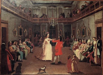 Otwarcie piłki - Otwarcie piłki. Obraz szkoły Pietro Longhi (1702-1785)