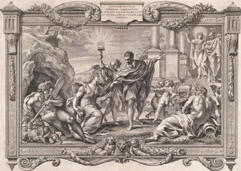 Annibale Carracci przedstawia malarstwo Apollo i Minerwie, 1674.