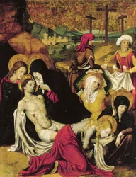 Osadzanie Chrystusa, czyli Pieta Tanger, Pietro Cavaro (aktywny 1508-1538), tempera na desce